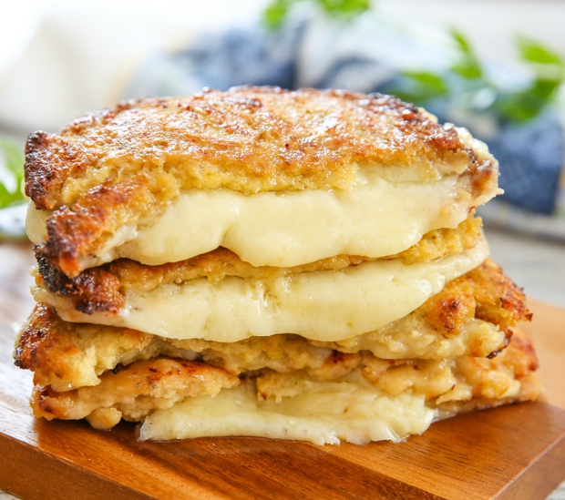 Keto Vegetarian Recipe - Cauliflower Crusted Grilled Cheese Sandwiches