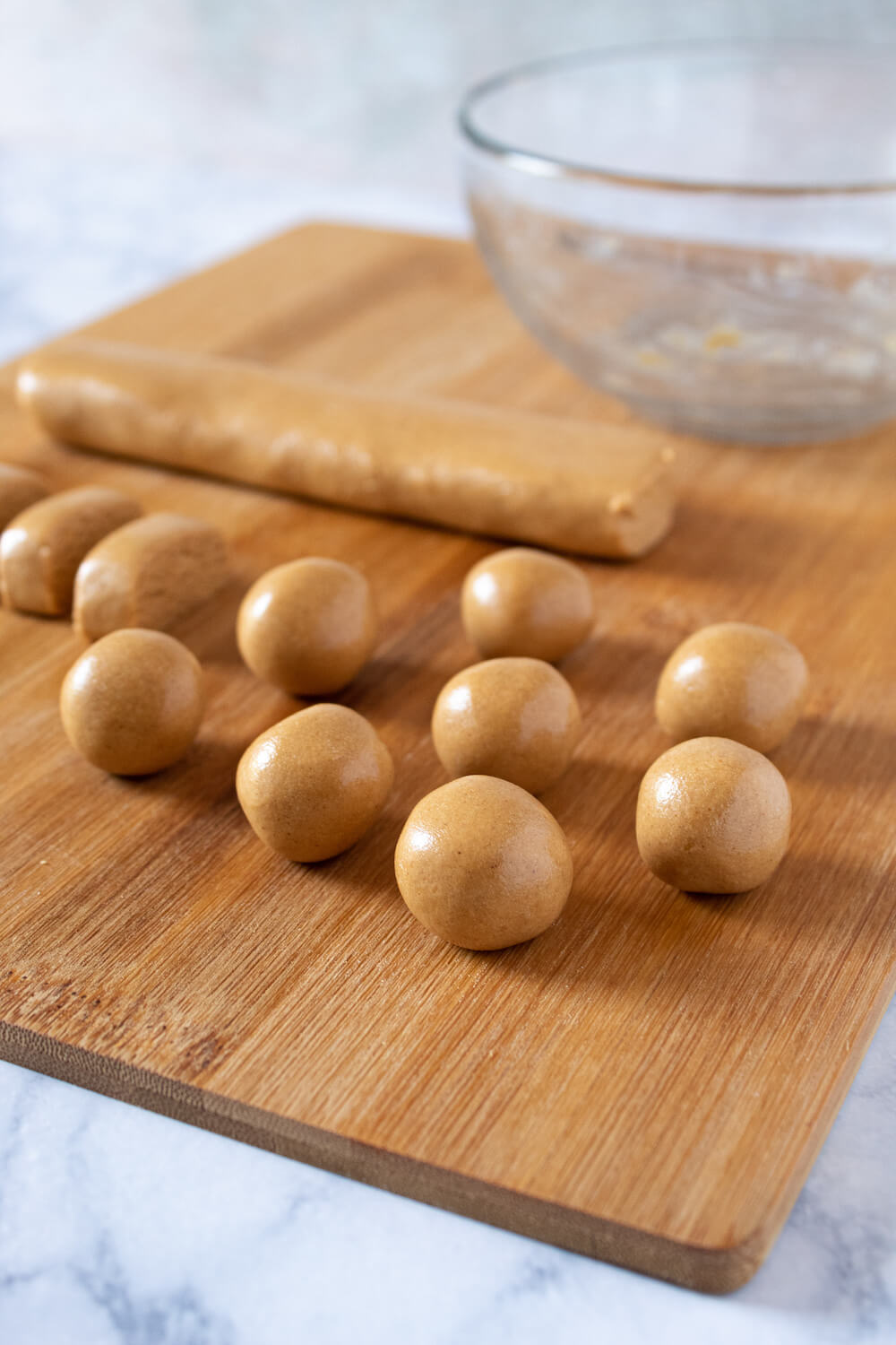 Keto Skippy PB bites rolled up and ready for the freezer