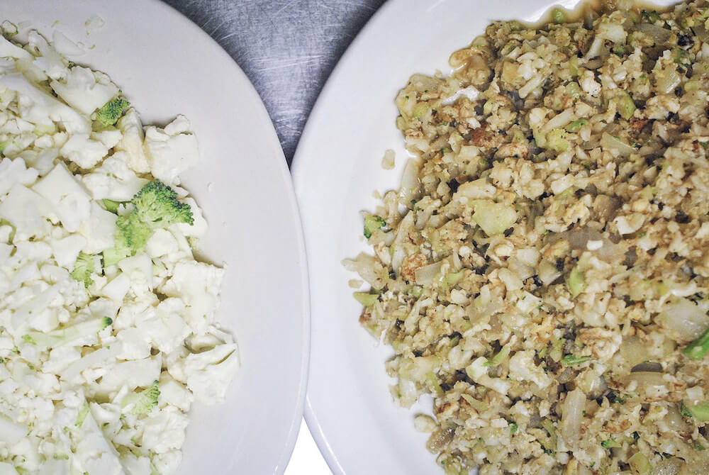 Cauliflower rice is a great choice for ordering Keto at a Chinese food restaurant.